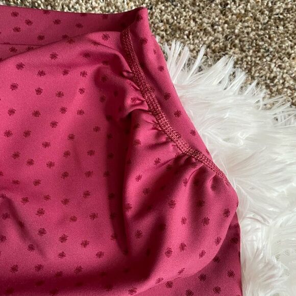 Nike Dri Fit Pink Polka Dot Leggings High Rise Ruched Sides Womens Medium Flaw - Picture 5 of 9